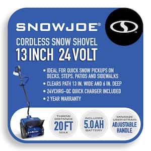 13 in. 24-Volt Single-Stage Cordless Electric Snow Shovel Kit with 5.0 Ah Battery Plus Charger