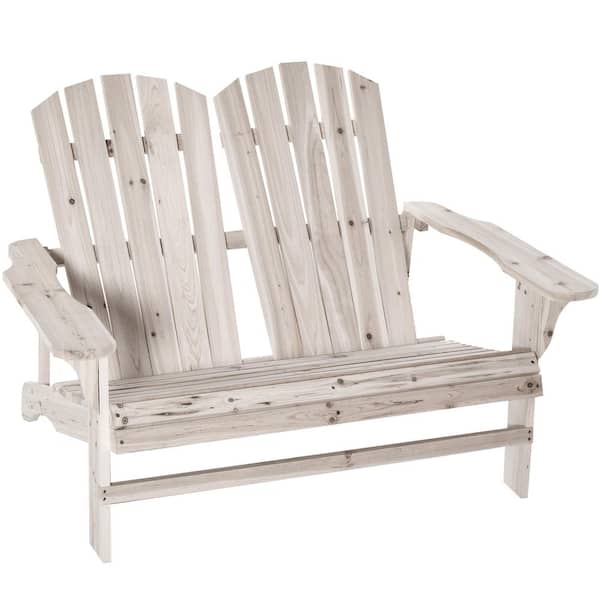Outsunny Natural Fir Wooden Adirondack Chair with Wide Armrest