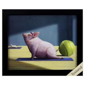 Victoria Quirky Yoga Time for Piggy Textured by Unknown Wooden Wall Art