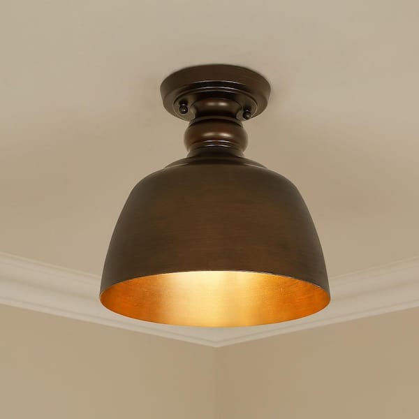 Golden Lighting - Holmes 1-Light Rubbed Bronze Flush Mount