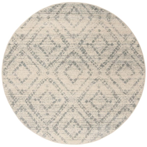 SAFAVIEH Adirondack Ivory/Light Blue 8 ft. x 8 ft. Round Geometric Area Rug