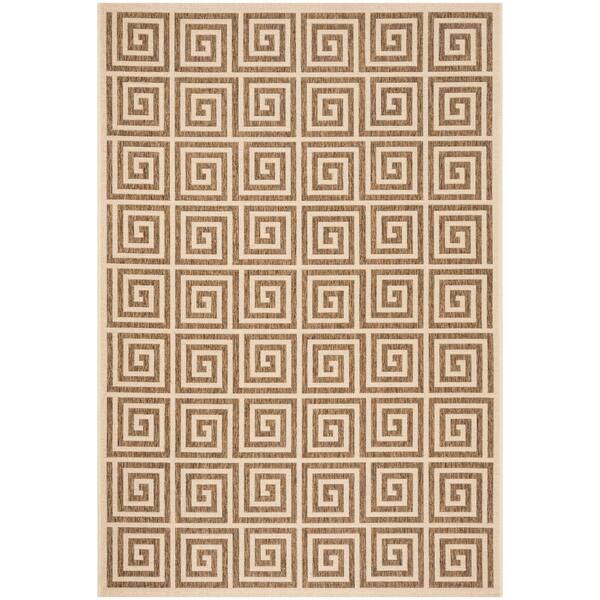 SAFAVIEH Beach House Beige/Cream Doormat 2 ft. x 4 ft. Fretwork Indoor/Outdoor Area Rug