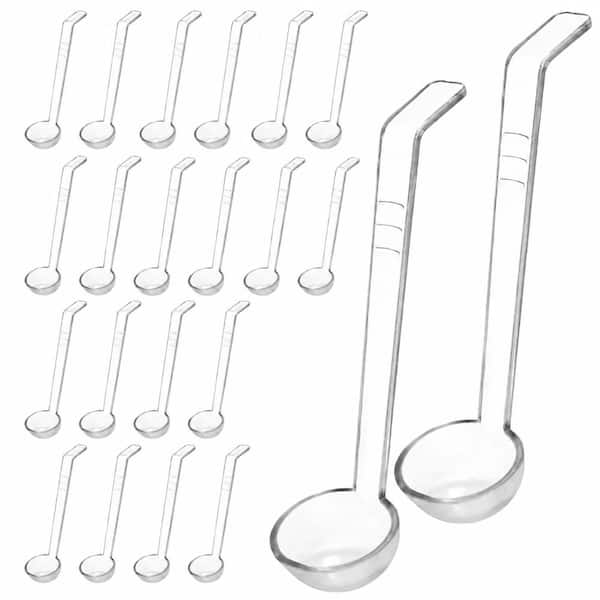 20 Pack 1oz Plastic Small Ladles, 7 in Long-Handle Mini Serving Spoons for Juice, Dressing, Soup, Gravy