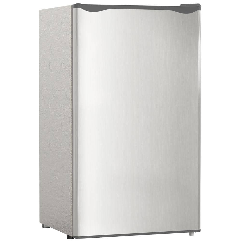 3.2 cu. ft. Mini Compact Fridge in Silver with Freezer with 5 Settings Temperature Adjustable