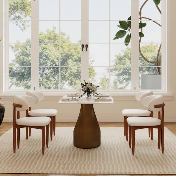 63 in. Pandora Round Edge Sintered Stone Tabletop with Pedestal Dining Table with Bronze Carbon Base (Seats 6)