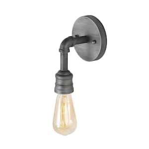 4.7 in. 1-Light Brushed Aged Silver Wall Sconce with Industrial Single-Head, Perfect for Modern Minimalist Spaces