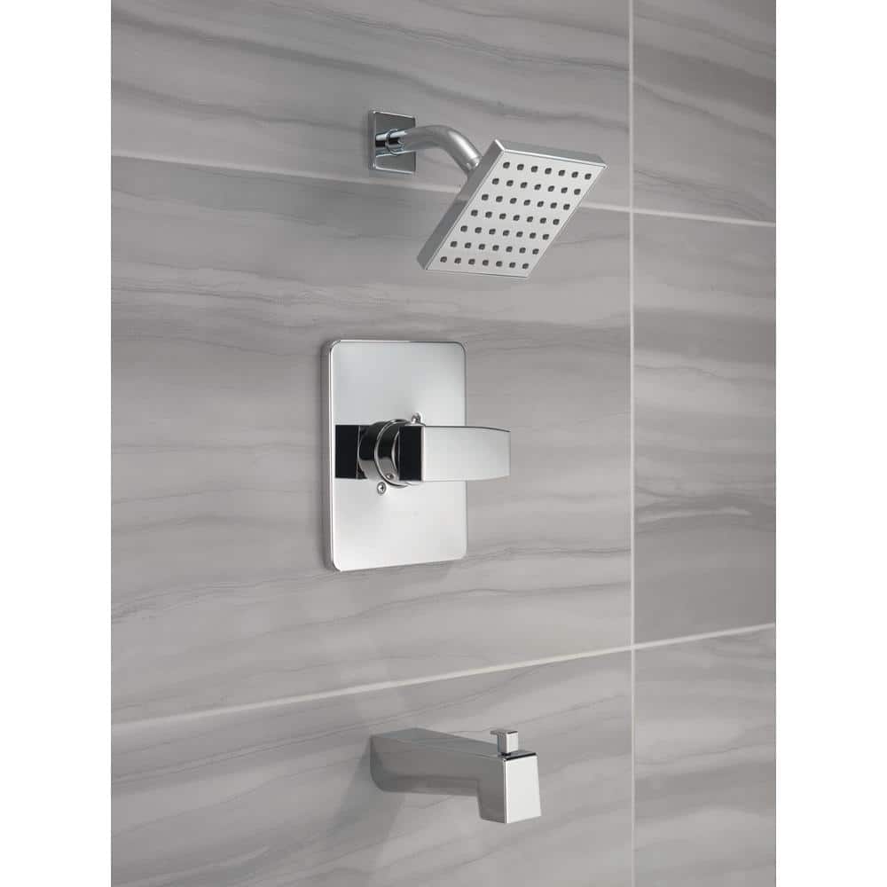 Chrome Single-Handle Square Tub and Shower Trim Kit
