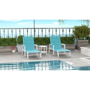 HDPE Outdoor Chaise Lounge Patio Pool Chair Blue
