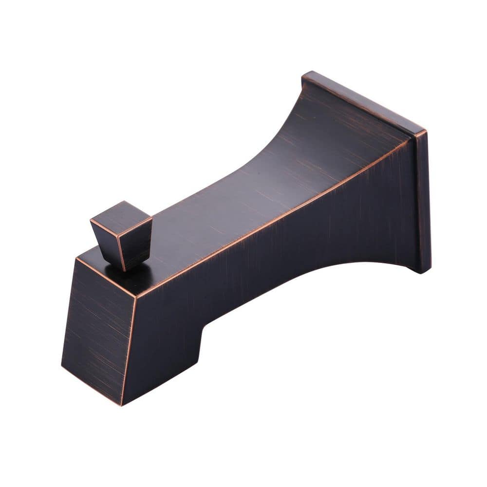 Square Bath Tub Spout With Universal Connection And Pull-Up Diverter In Oil Rubbed Bronze