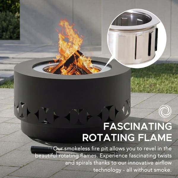Sunjoy 28in. Halton Hexagonal Grey Steel Wood Burning Smokeless