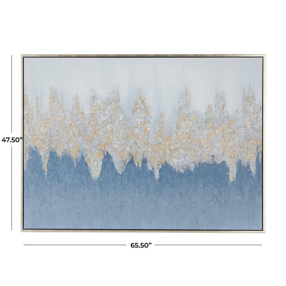 Large Silver Framed Abstract Canvas Wall Art