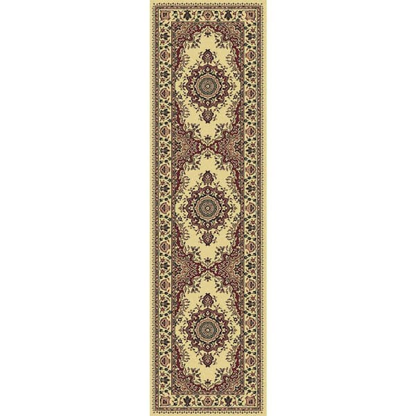 Castello Ivory 2 ft. x 7 ft. Traditional Oriental Medallion Area Rug