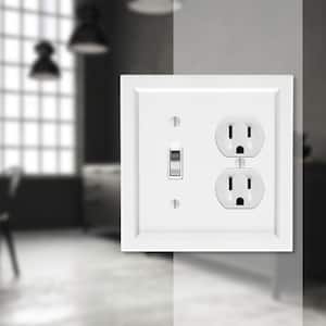 Woodmore 2 Gang 1-Toggle and 1-Duplex Wood Wall Plate - White