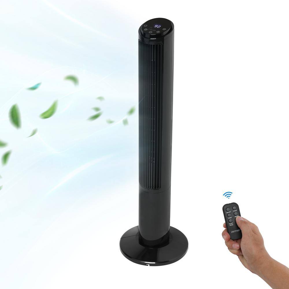 Oscillating 40 in. 3 fan speeds Bladeless Tower Fan in Black Insertable Rem