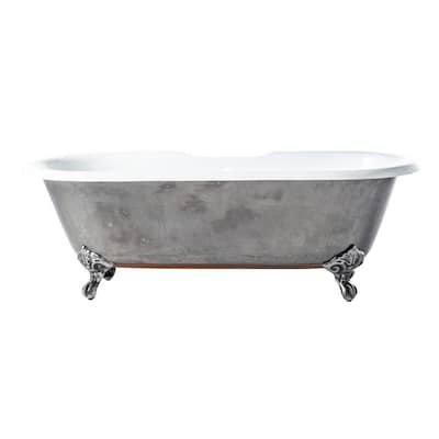 Doyle 67.75 in. Cast Iron Clawfoot Double Roll Top Non-Whirlpool Bathtub in White with Polished Exterior