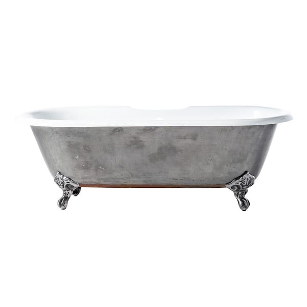 Barclay Products Doyle 67.75 in. Cast Iron Clawfoot Double Roll Top Non-Whirlpool Bathtub in White with Polished Exterior