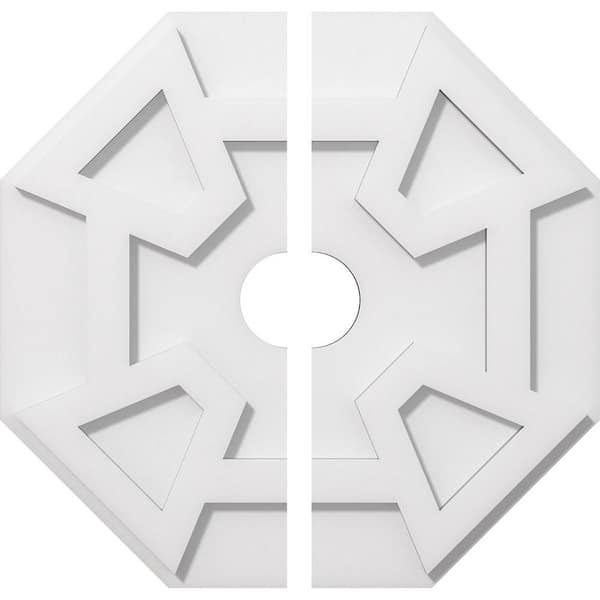 Ekena Millwork 1 in. P X 6-1/4 in. C X 18 in. OD X 3 in. ID Logan Architectural Grade PVC Contemporary Ceiling Medallion, Two Piece