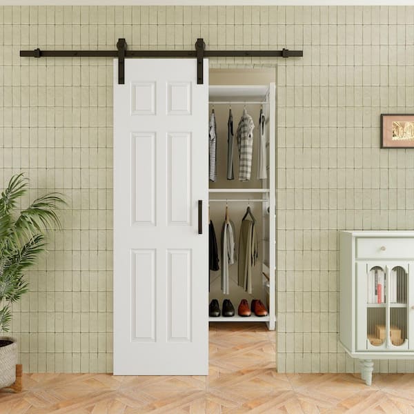 ARK DESIGN 24 in. x 80 in. Waterproof White Primed 6-Panel Solid Core ...