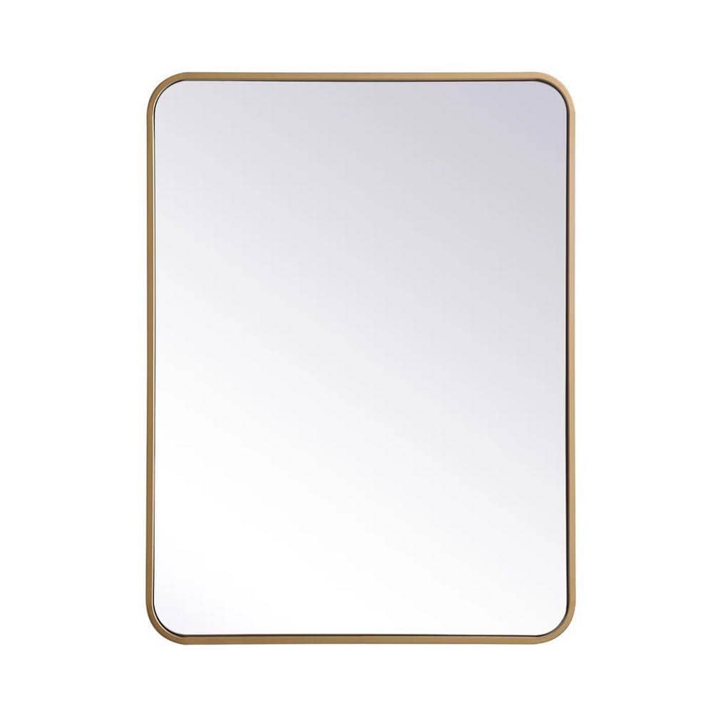 Anky 24 in. W x 32 in. H Rectangle Aluminum Alloy Wall Mirror Horizontal and Vertical Bathroom Vanity Mirror in Gold price history on PriceWatchPro