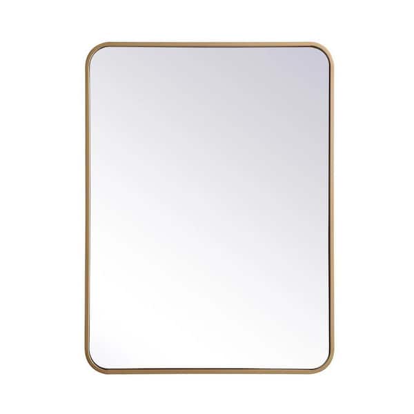 Miscool Anky 24 in. W x 32 in. H Rectangle Aluminum Alloy Wall Mirror Horizontal and Vertical Bathroom Vanity Mirror in Gold