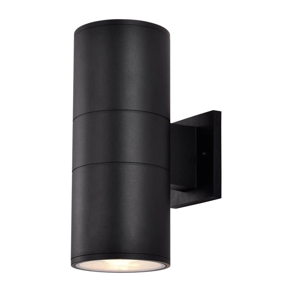 Matte Black Aluminum Cylinder Outdoor Wall Sconce