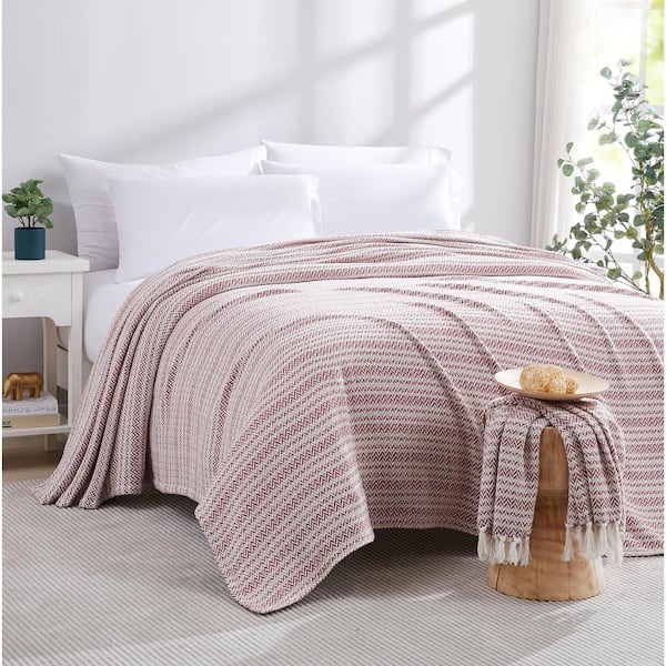 SOUTHSHORE FINE LINENS Agadir Pink 100% Cotton Full/Queen Blanket
