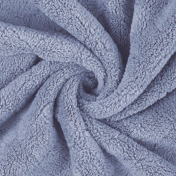 JML Blue Polyester Velvet Grid Bath Towel (Set of 2) Fleece02