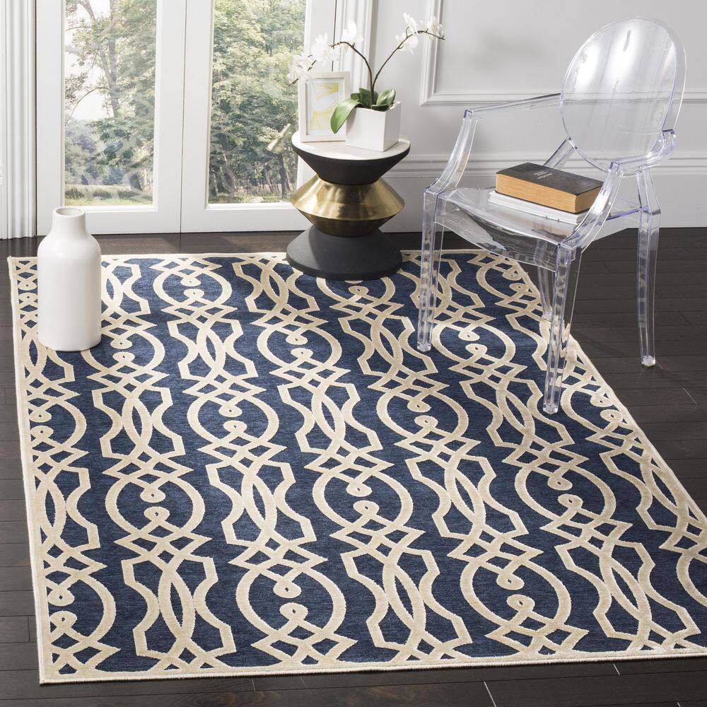 Azurite Blue Tufted Handmade Reversible Wool Area Rug 68" x 48"