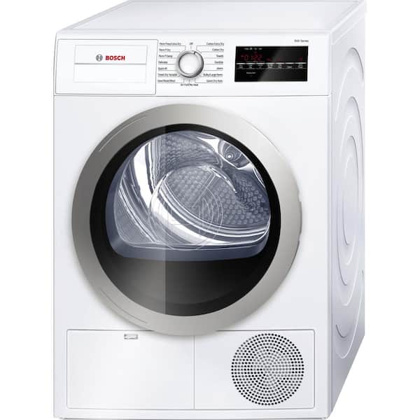 Bosch 500 Series 24 in. 4 cu. ft. 240-Volt White with Silver Accents Electric Ventless Compact Dryer, ENERGY STAR