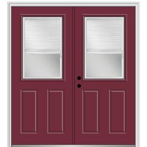 64 in. x 80 in. Internal Blinds Right-Hand Inswing 1/2-Lite Clear Glass 2-Panel Painted Steel Prehung Front Door