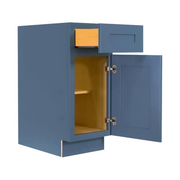 LIFEART CABINETRY Lancaster Blue Plywood Shaker Stock Assembled Base Kitchen Cabinet 21 in. W x 34.5 in. D H x 24 in. D