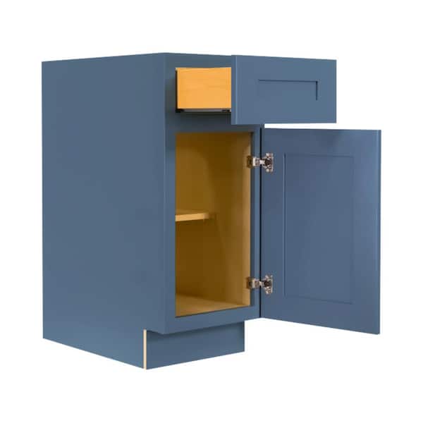 Lancaster Blue Plywood Shaker Stock Assembled Base Kitchen Cabinet 15 in. W x 34.5 in. D H x 24 in. D
