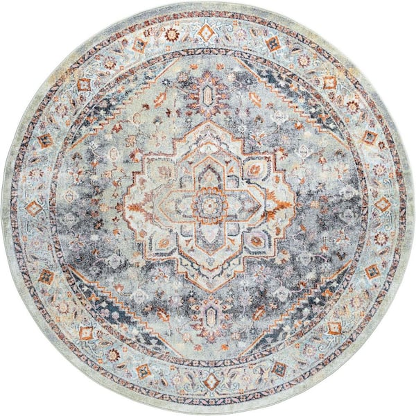 Tayse Rugs Wakefield Oriental Gray 8 ft. Round Indoor Area Rug