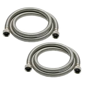 Universal 3/4 in. x 6 ft. Stainless Steel High Efficiency Washing Machine Hose (2-Pack)