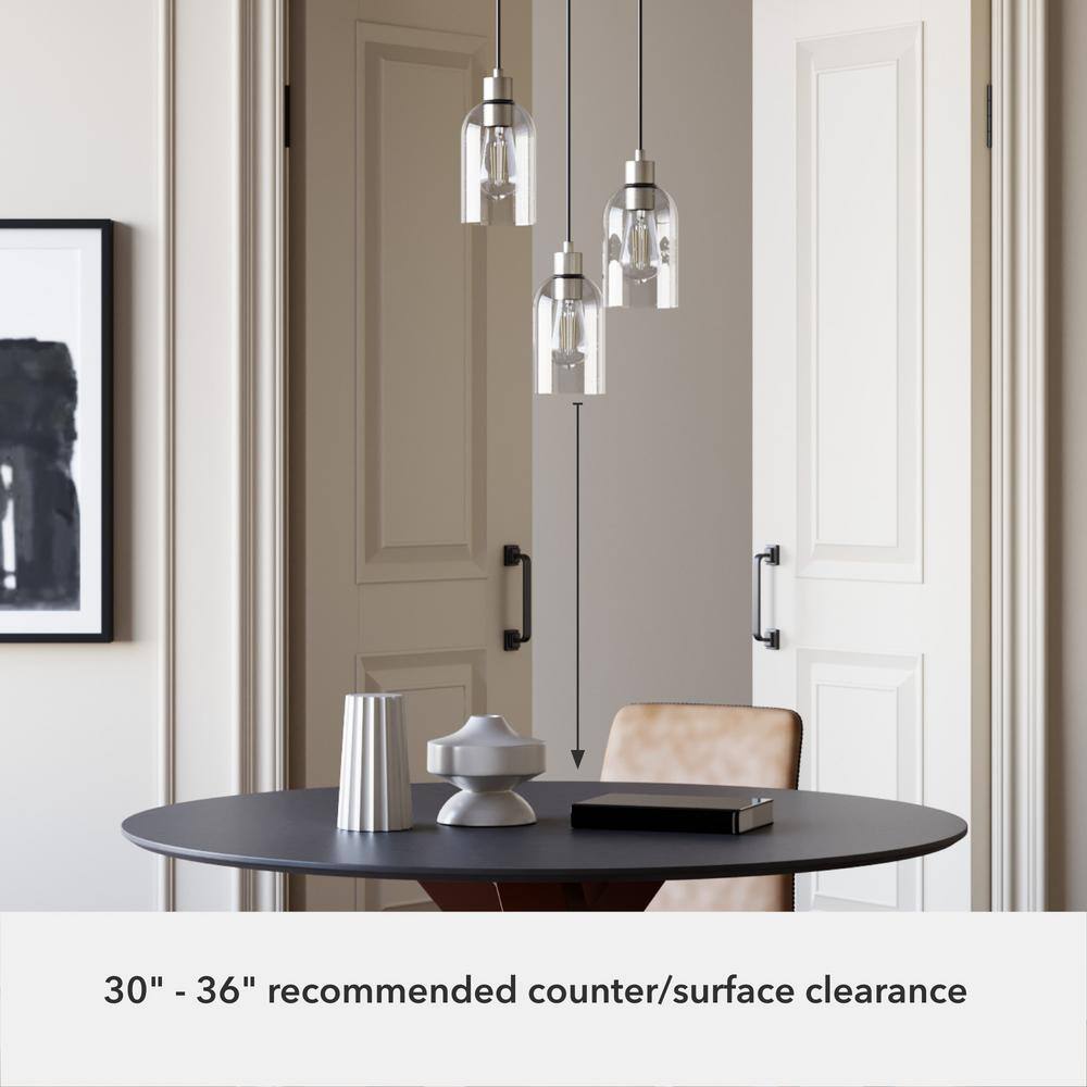 Brushed Nickel 3-Light Modern Glass Pendant Cluster