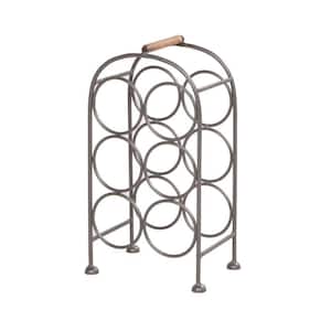 Industrial 6-Bottle Storage Gunmetal Gray Wine Rack Holder with Arched Iron Frame