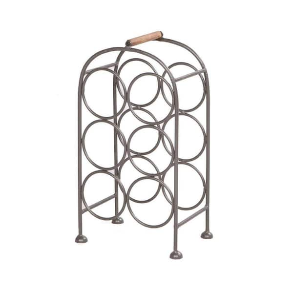 THE URBAN PORT Industrial 6-Bottle Storage Gunmetal Gray Wine Rack Holder with Arched Iron Frame