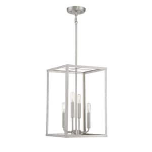 Meridian 12 in. W x 18 in. H 4-Light Brushed Nickel Candlestick Pendant Light