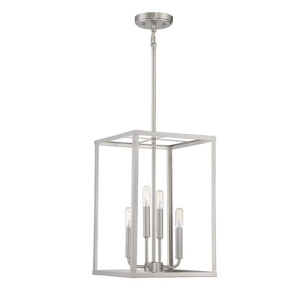 Savoy House Meridian 12 in. W x 18 in. H 4-Light Brushed Nickel Candlestick Pendant Light