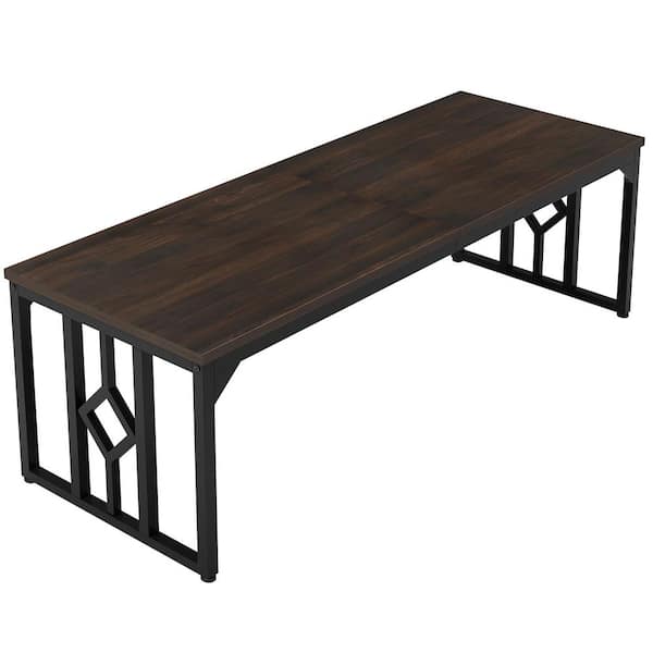 BYBLIGHT Capen 78.7 in. Rectangular Brown Engineered Wood 3-Drawer Computer Desk with Mobile Storage Cabinet