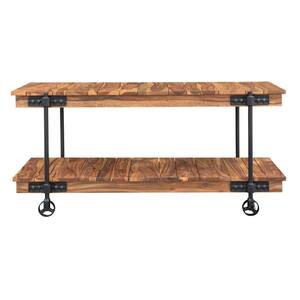 Kingston 63 in. Brown Rectangle Wooden Console Table with Metal Casters