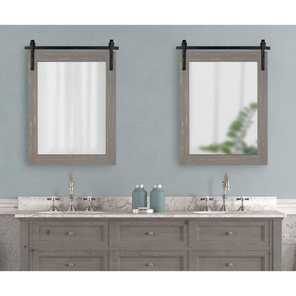 Cates Rustic Gray Full-Length Rectangular Wood Wall Mirror