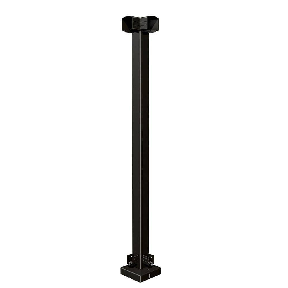 PEAK Aluminum Railing 24 in. x 24 in. Black Corner Post Aluminum Deck ...