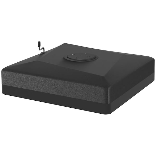 Patio Umbrella Base Weight 330 lb. with Lift Wheel, Adjustable Foot Pads, and Cross Base in Black