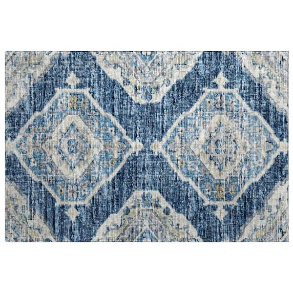 Dream Shag Premium Machine Washable Abstract ADS91 Blue 2 ft. x 3 ft. Accent Rug