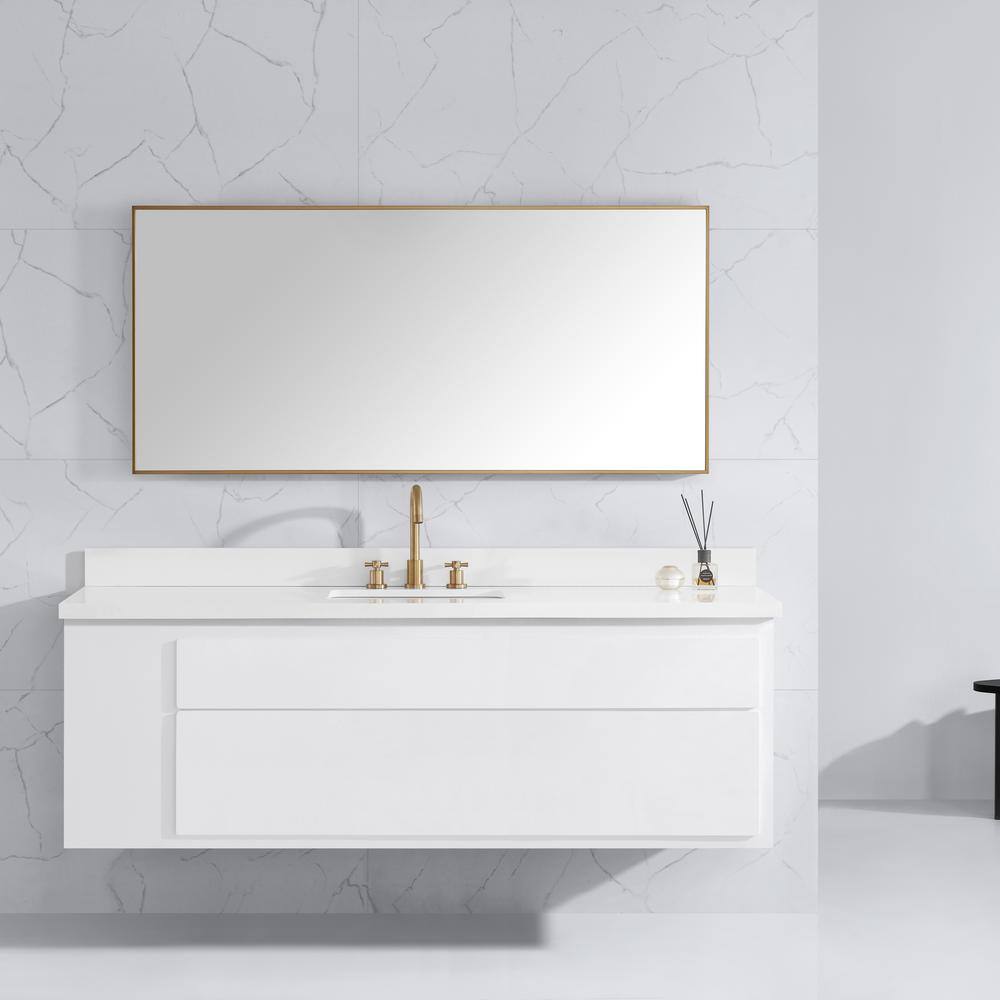 Elegant 59'' Gold Stainless Steel Framed Vanity Mirror