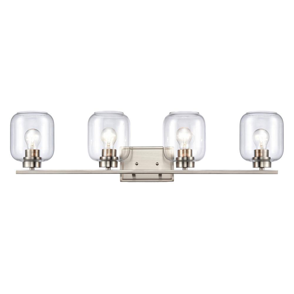 Satin Nickel 4-Light Wall Sconce with Clear Glass
