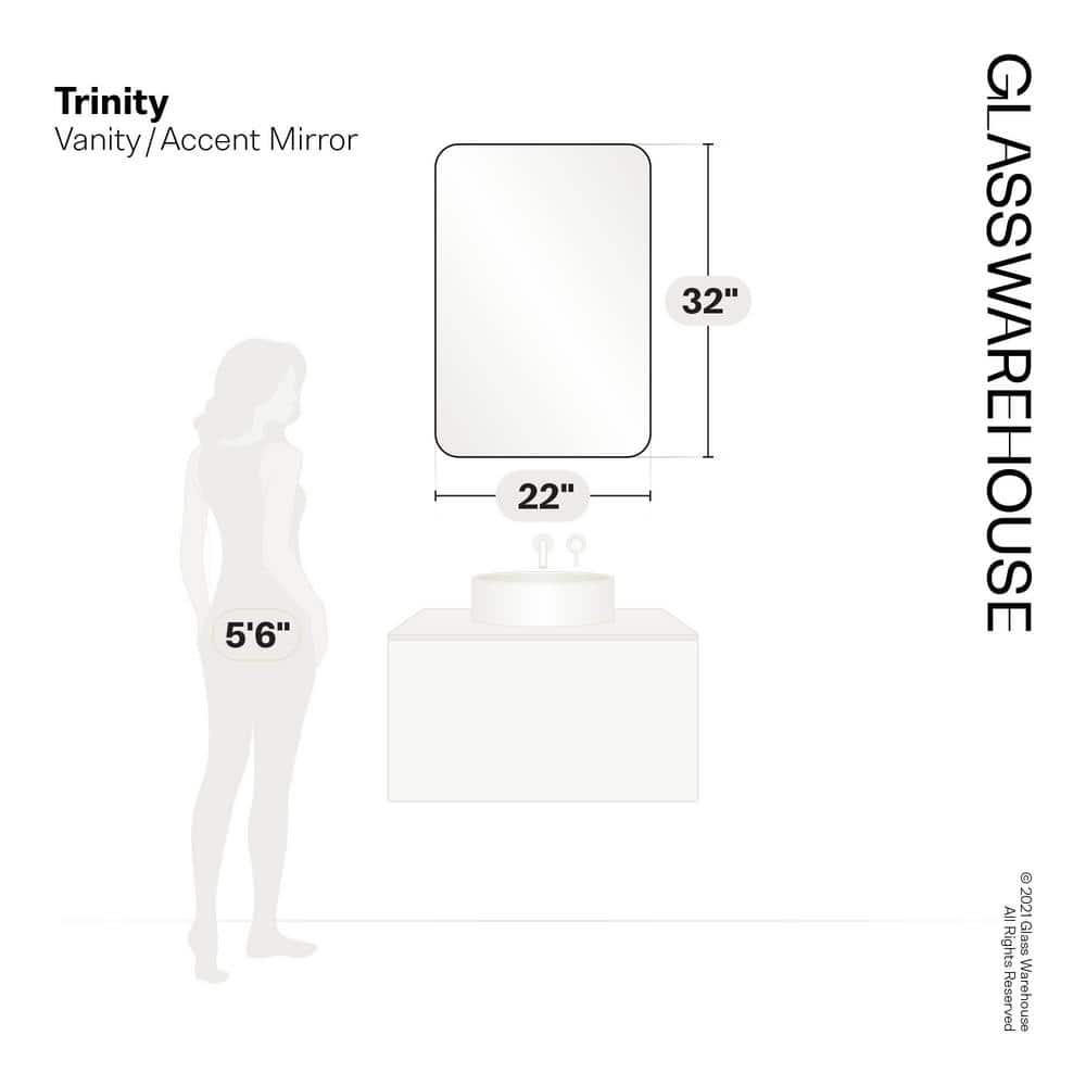 Trinity 32" x 22" Black Wood Full Length Rectangular Mirror