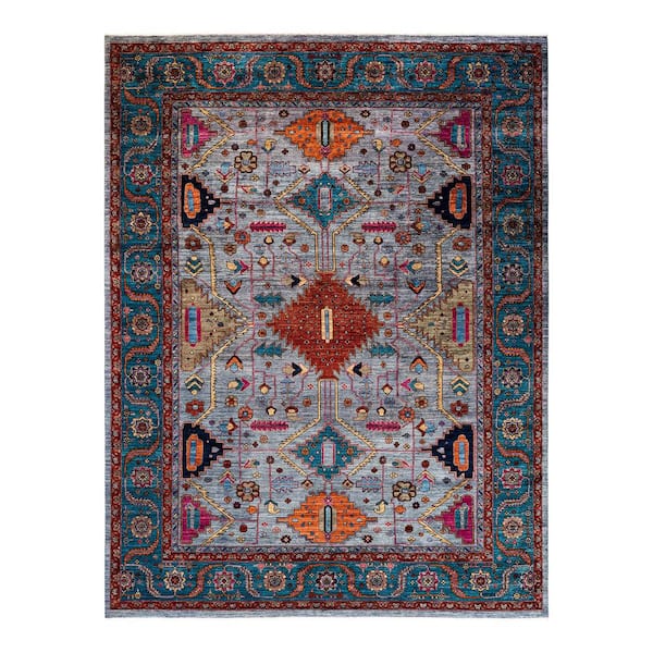 Solo Rugs Gray 8 ft. 11 in. x 11 ft. 10 in. Serapi One-of-a-Kind Hand-Knotted Area Rug