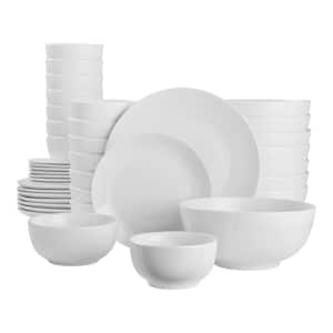 40-Piece Ceramic Coupe Dinnerware Set in White (Service for 8)